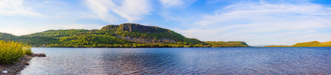 Fototapeta premium Panorama of Long Gull Pond in Stephenville Newfoundland and Labrador Canada