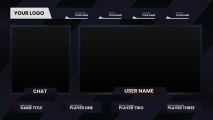 Stream Overlay Dark and Modern Theme with Facecam and Chat box with Panels