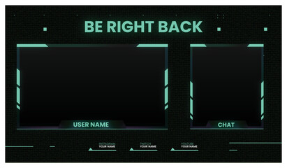 Stream Overlay Be Right Back Neon Green Colors with Dark Background