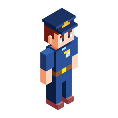 Obraz premium Isolated policeman minecraft vector illustration