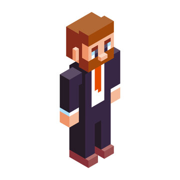 Isolated office minecraft vector illustration