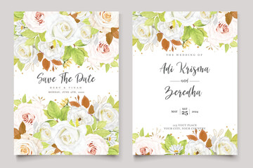 hand drawn white roses background  borer and wreath card design