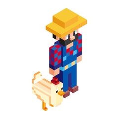 Obraz premium Isolated farmer dog minecraft vector illustration