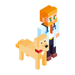 Naklejka premium Isolated medical dog minecraft vector illustration