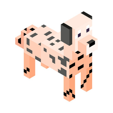Isolated white dog minecraft vector illustration