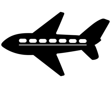 Airplane png illustration. Icon, symbol, object, logo, sign. Simple, black silhouette pictogram. Travel, aviation, transportation infographic, signage, clip art or sticker.