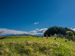 青空と丘の上の列柱