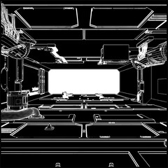 Hangar Satellite Interior Vector 01. A vector illustration Of A Hangar Satellite Interior.