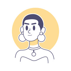 Isolated brunette woman draw vector illustration