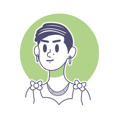 Isolated short hair woman draw vector illustration