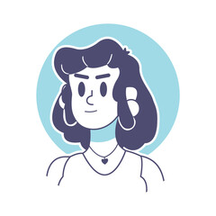 Isolated brunette woman draw vector illustration