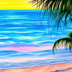 Fototapeta na wymiar Watercolor beach
