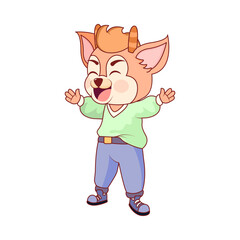 Isolated deer head body human draw animated vector