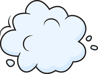 Cloud vector icon, cartoon sky bubble, blue fun air balloon or smoke, dust isolated on white background. Weather illustration