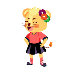 Isolated lion head body human draw animated vector