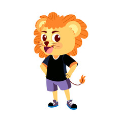 Isolated lion head body human draw animated vector