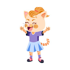 Isolated tiger head body human draw animated vector