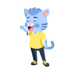 Isolated tiger head body human draw animated vector