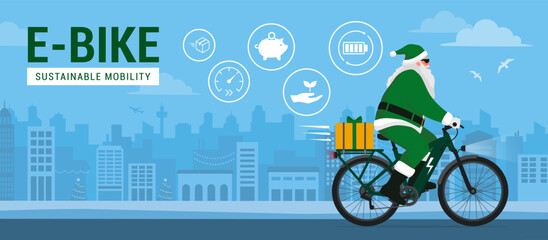 Santa Claus riding an e-bike