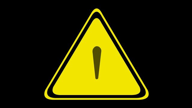 Animation of exclamation mark transit signal, in concept of alert or danger. on a transparent background