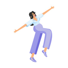 Isolated happy woman dancing Hobby Vector