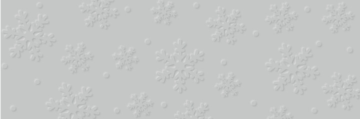 Paper style winter snowflakes background, banner. Vector illustration.