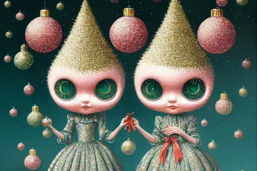 Fotobehang Christmas strange dolls with by eyes © NAITZTOYA