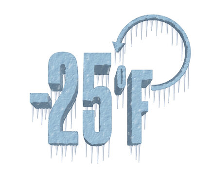 3d illustration - 25 degrees Fahrenheit frozen ice cold