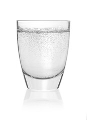 Glass of soda water isolated on white