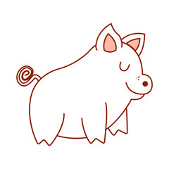 Isolated pig draw baby vector illustration