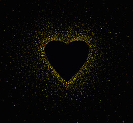 Golden glitters heart on a black background illustration