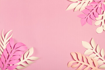 
pink background with white and pink sheets of paper