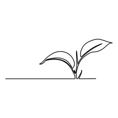 continuous line drawing of green plants