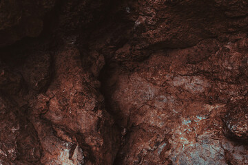 Brown texture. Stone background. Rock texture. Grunge Rough structure. Abstract texture. Rock surface with cracks. Rock pile. Paint spots wall. Wall marble.