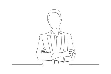 Continuous line drawing of smiling blonde business woman