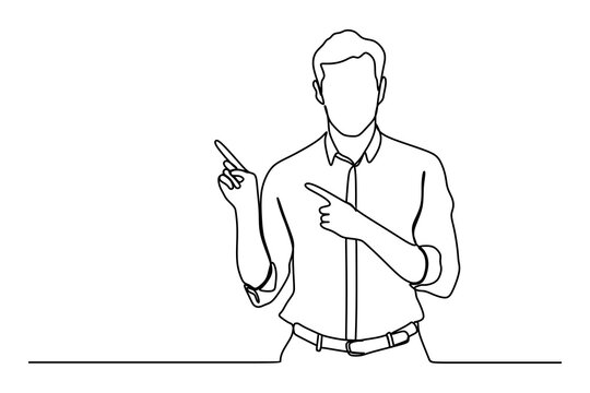 recommend clip art: Continuous line drawing of portrait of a joyful young man in white shirt