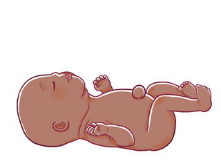 臍ヘルニアの赤ちゃんのイラスト素材 - obrazy, fototapety, plakaty