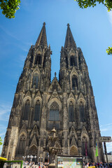 Facade of Cologne Cathedral in Cologne, Germany.