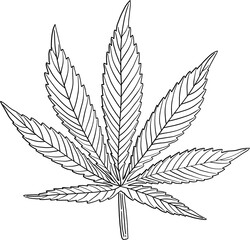 simplicity cannabis leaf freehand drawing.