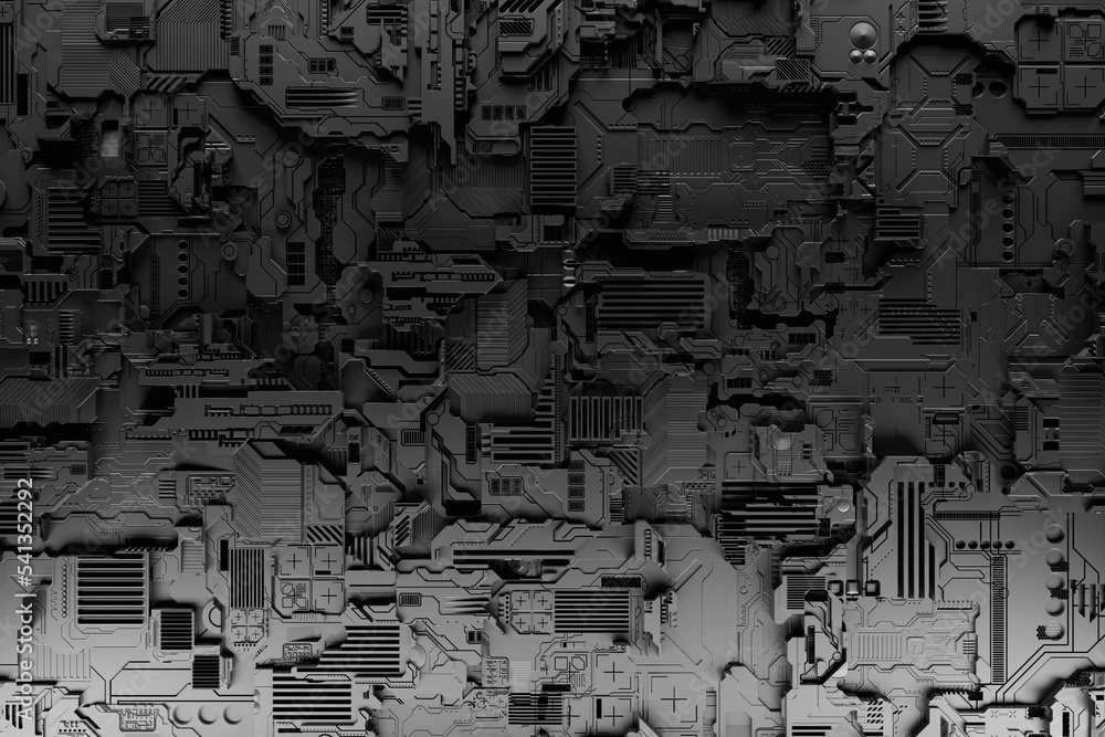Aufkleber 3d illustration of a pattern in the form of a metal, technological plating of a spaceship or a robot