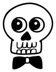 Male Skull with Bow Tie SVG, Halloween PNG Clipart