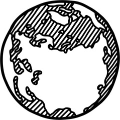 Freehand world map sketch on globe.