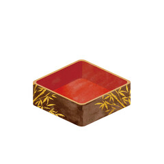 水彩で描いた重箱一段