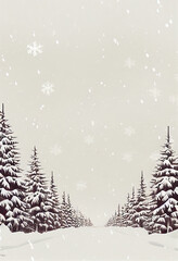 Obraz premium Winter Graphic design background wallpaper with falling snow and Christmas tree. Beautiful nature landscape design.