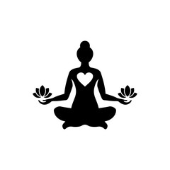 Woman sitting in lotus pose, home yoga. lotus position silhouette.