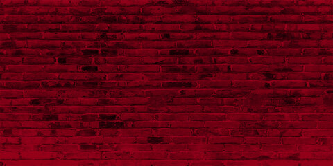 Plakat Old brick wall, old texture of red stone blocks closeup