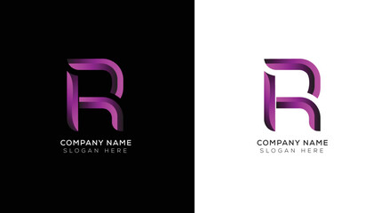 Modern minimal R logo design with black and white