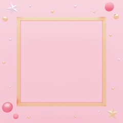 3D素材_金属のフレーム_ピンク