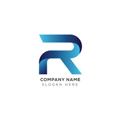 Modern minimal R logo design with black and white