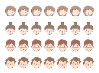 若い男女の顔・表情・感情　アイコン